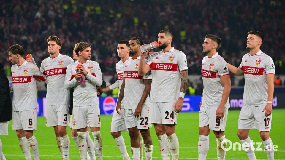 Die VfB-Profis haderten mit dem einen Punkt gegen Atlético. Bild: Jan-Philipp Strobel/dpa