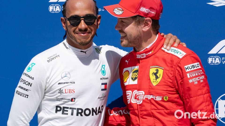 Aus Rivalität wurde Freundschaft: Lewis Hamilton (l) und Sebastian Vettel. (Archivbild) Bild: Paul Chiasson/The Canadian Press/AP/dpa