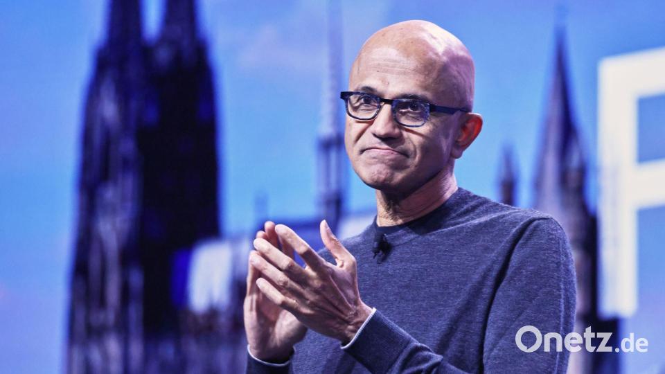 Der Vorstandsvorsitzende von Microsoft, Satya Nadella, wirbt um das Vertrauen europäischer Kunden. Bild: Oliver Berg/dpa