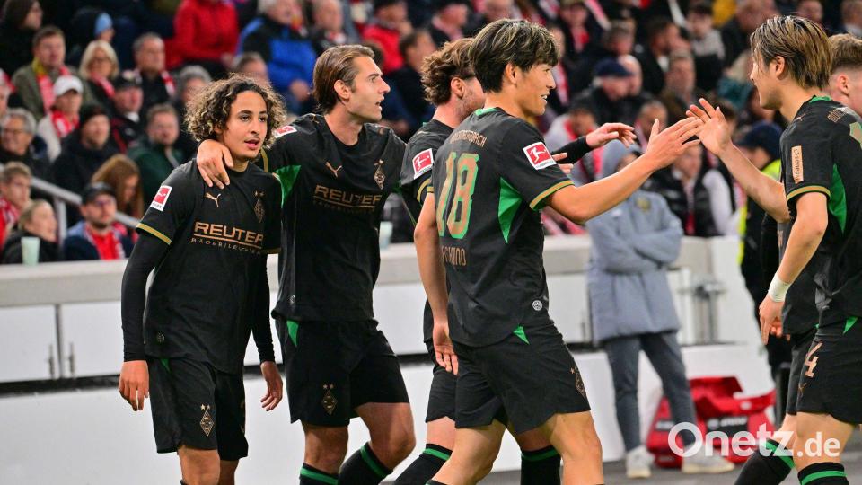 Gladbach gelingt in Stuttgart der ersehnte erste Saisonsieg. Bild: Jan-Philipp Strobel/dpa