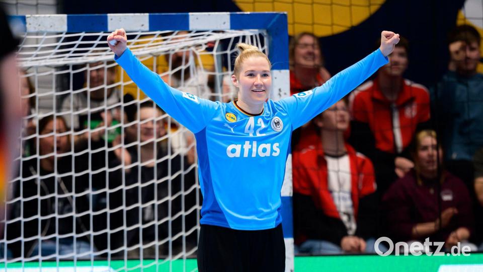 DHB-Torfrau Katharina Filter glänzt beim Sieg gegen Dänemark. Bild: Marco Wolf/dpa