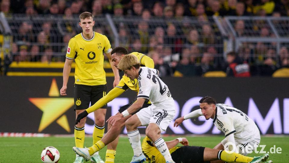 Borussia Dortmund und Eintracht Frankfurt lieferten sich am Samstagabend ein intensives Traditionsduell. Bild: Bernd Thissen/dpa
