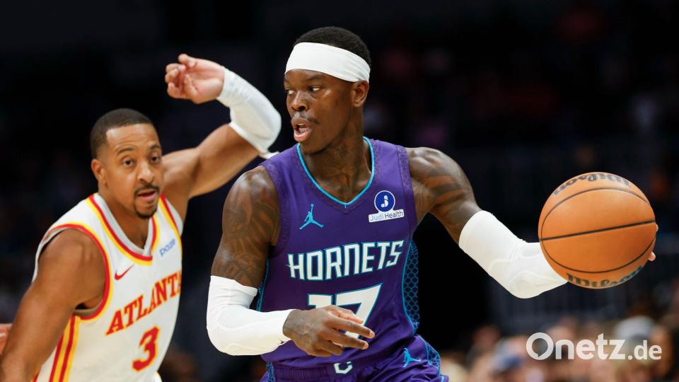 Dennis Schröder (r.) tat sich gegen sein Ex-Team aus Atlanta schwer. Bild: Nell Redmond/AP/dpa