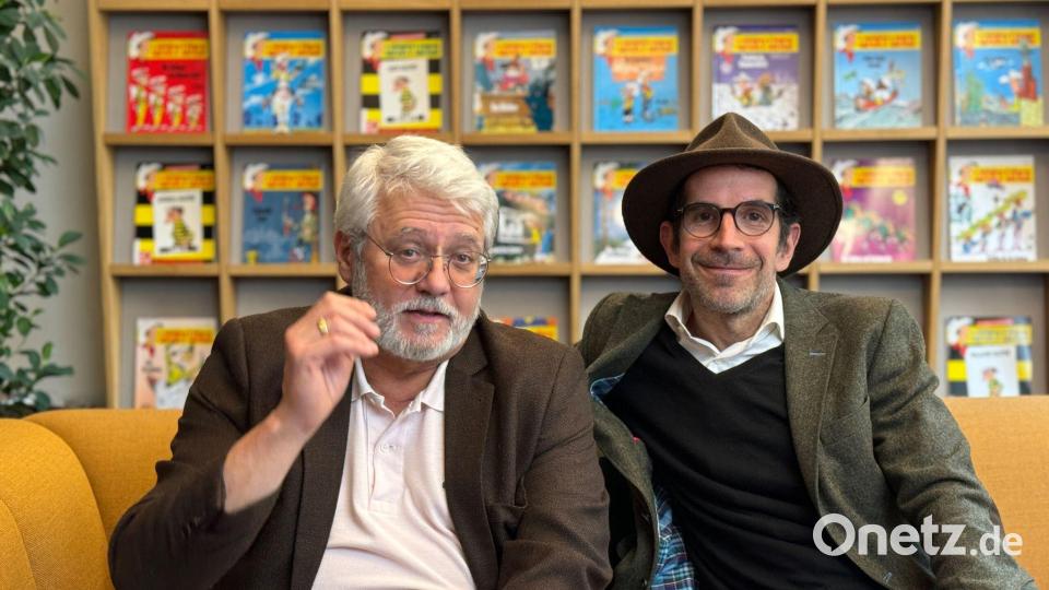 Die beiden Lucky-Luke-Macher haben auch den neuen Band „Heiliger Lucky!“ zum 80. Geburtstag des Cowboys gestaltet. (Handout) Bild: Lucky Comics ©2026/Story House Egmont/dpa