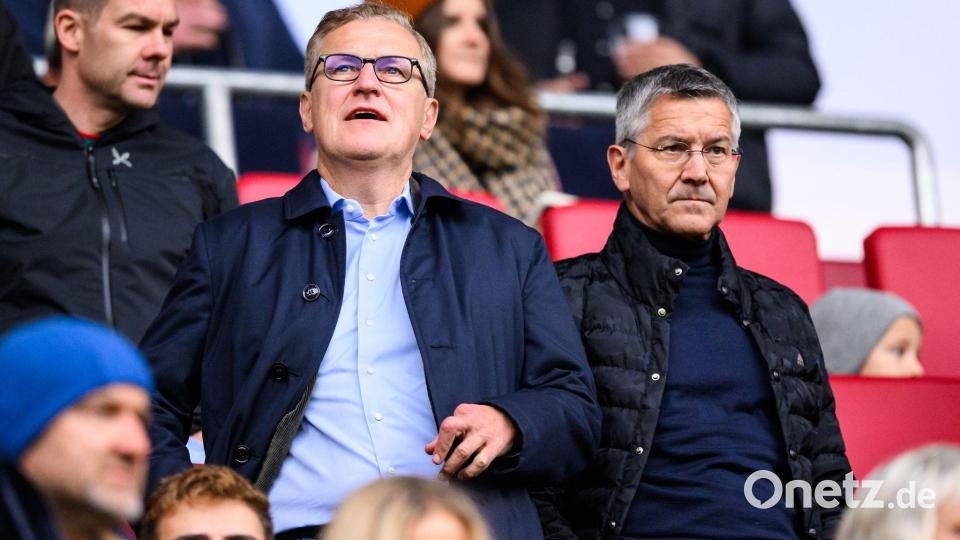 Vorstandschef Dreesen (l) und Präsident Hainer reisten auch nach London. (Archivbild) Bild: Tom Weller/dpa