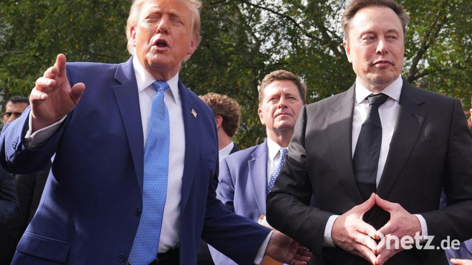 Auf die Unterstützung von Präsident Donald Trump (l.), hier mit Tech-Milliardär Elon Musk, kann sich die KI-Branche bisher verlassen. (Archivbild) Bild: Alex Brandon/AP/dpa