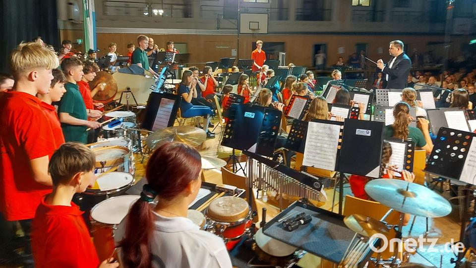 Das Projektorchester der jungen Spielleute im Nordbayerischen Musikbund wartete unter anderem mit einem imponierenden musikalischen Aufruf zur Bewahrung der Natur auf. Bild: Georg Lang