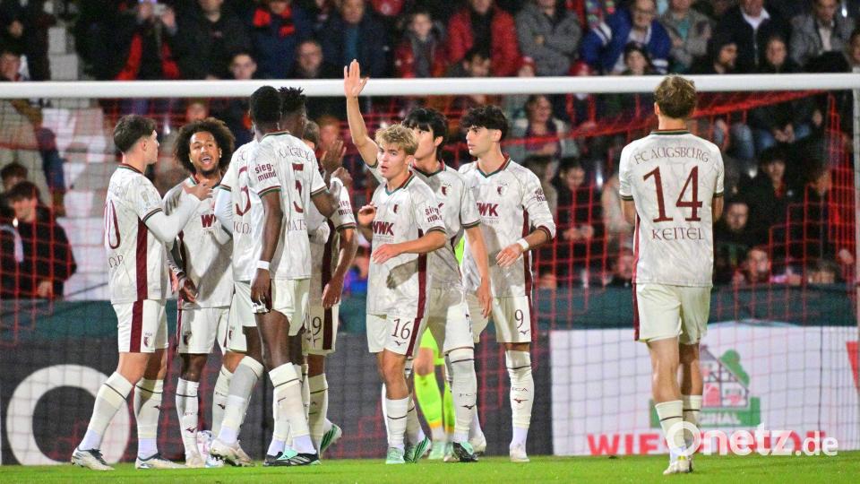 Der FC Augsburg hatte beim Drittligisten SG Sonnenhof Großaspach große Mühe. Bild: Jan-Philipp Strobel/dpa