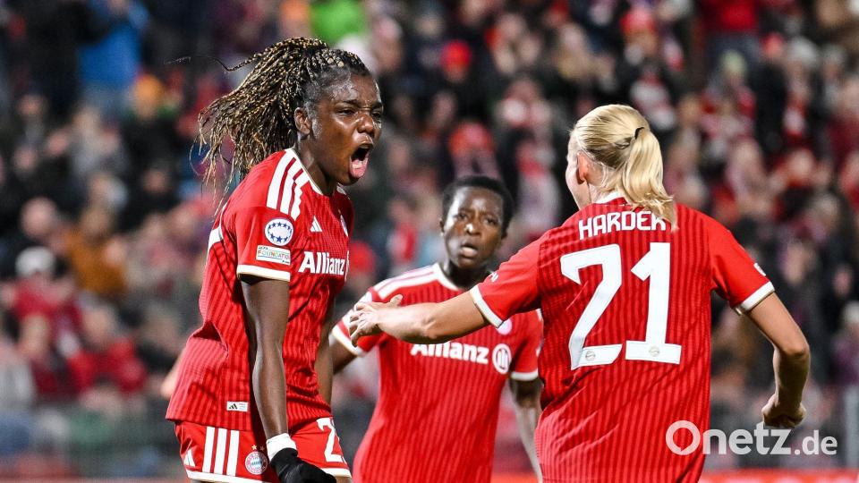 Edna Imade und Pernilla Harder beim Torjubel. Bild: Harry Langer/dpa