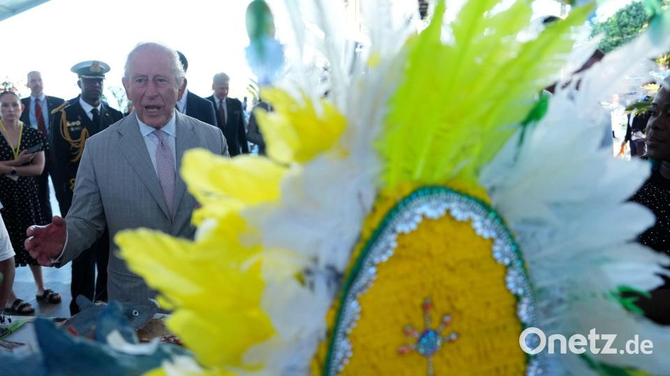 Neun Tage lang reist der Monarch durch eine Region, in der die britische Kolonialgeschichte bis heute nachwirkt. Bild: Ben Stansall/PA Wire/dpa