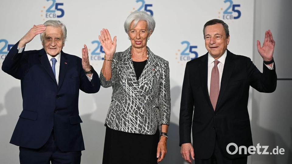 Lagardes Vorgänger Jean-Claude Trichet und Mario Draghi waren jeweils acht Jahre im Amt. (Archivbild) Bild: Arne Dedert/dpa
