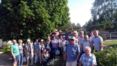 Ganz schön beeindruckende Zeitgenossen: Die Ausflügler des Obst- und Gartenbauvereins erfahren bei einem Besuch der Kotzenbacher Straußenfarm alles rund um Aufzucht, Haltung und Vermarktung der Strauße.  	Bilder: ww (2)