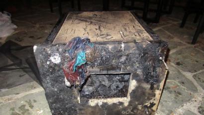 Die mögliche Brandursache, ein Saunaofen.  	Bild: Polizei