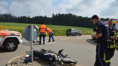 Bild: dob
Mit diesem Moped krachte ein 81-Jähriger aus Moosbach in einen Opel Corsa.