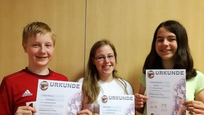 Bild: rgr
Marcus Eibel (von links), Katja Wölfl und Katharina Eibel erhalten Urkunden und Bronzeabzeichen.