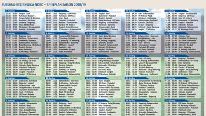 Bild: NT/AZ
Der Spielplan der Bezirksliga Nord 2018/19.