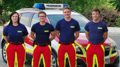 Bild: sche
Die Neuen bei den Freudenberger First Respondern (von links): Nicole Kustner, Philipp Haindl, Fabian Lenk und Tobias Kraus.