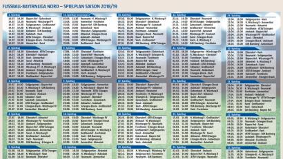 Bild: NT/AZ
Der Spielplan der Fußball-Bayernliga Nord für die Saison 2018/19.
