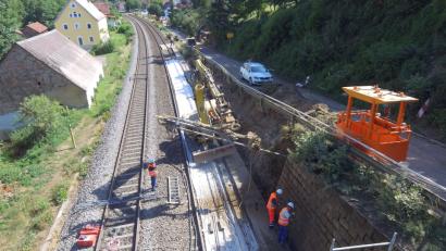 Bild: exb
Stützmauer im Kellerweg: Die lärmintensiven Arbeiten konnten diese Woche abgeschlossen werden.