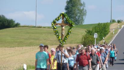 Bild: rgl
Eine stattliche Anzahl Fußwallfahrer zieht zum Heiligen Berg nach Amberg.