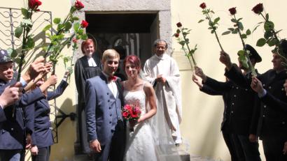 Bild: kro
Nadine Keiner und Matthias Fischer haben in der Allerheiligenkirche geheiratet.