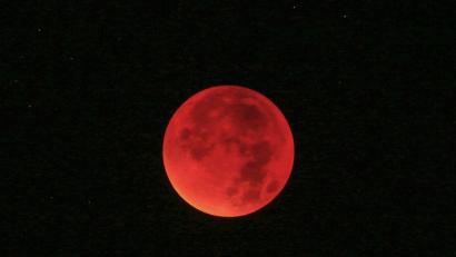 Bild: Fredrik von Erichsen/dpa
Eine totale Mondfinsternis (Blutmond) ist am 27. Juli am Nachthimmel zu sehen: Dabei durchläuft der Mond vollständig den Kernschatten der Erde und erscheint dabei in rotem Licht.