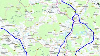Quelle: Tennet, Stand: Juni 2018
Durch den Landkreis Tirschenreuth gibt es drei mögliche Routen (blau eingezeichnet) des Süd-Ost-Links.