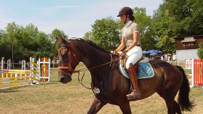 Bild: sck
Einen fehlerfreien Ritt beim Springreiten bot Carolin Natalie Lautner mit 6,3 Punkten auf Conterno 11 aus Eichenhof.
