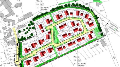 Bild: Architekturbüro Schöberl, Parkstein
Das neue Baugebiet "Am Bühl" in Döltsch ist nun erschlossen und kann bebaut werden. Der Bebauungsplan stammt vom Architekturbüro Schöberl aus Parkstein.
