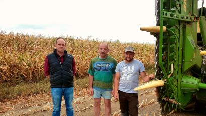 Bild: ckl
Matthias Zahn vom Bundesverband Deutscher Milchviehhalter, Landwirt Josef Schraml-Hösl und Dienstleistungs- Unternehmer Wolfgang Legat (von links) bei der Maisernte. Die Erträge fallen dürftig aus in diesem Jahr.