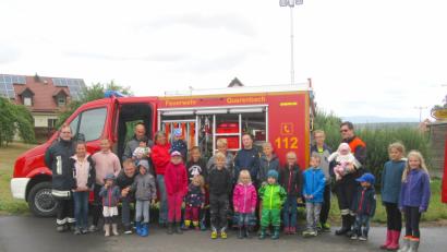 Bild: exb
Trotz des durchwachsenen Wetters kamen zahlreiche Teilnehmer zum Kindertag der Feuerwehr Querenbach.