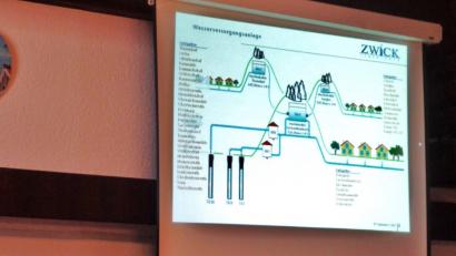 Bild: Brendel, Hubert (BR)
Diplom-Ingenieur Bernhard Kaltenecker vom Ingenieurbüro Zwick und sein Mitarbeiter Maximilian Deget (von rechts) stellen in der Marktgemeinderatssitzung in Kirchenthumbach die Studie zur künftigen Wasserversorgung vor. Zweiter Bürgermeister Josef Schreglmann leitet die Sitzung (links).