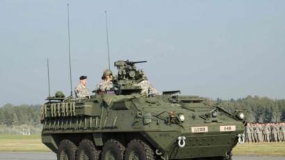 Bild: mor
Ein amerikanischer Radpanzer vom Typ "Stryker".