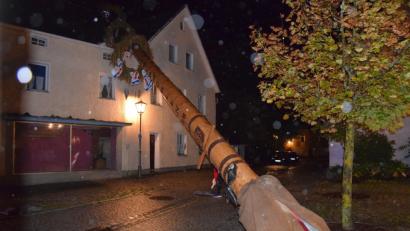 Bild: bö
Da liegt er nun, der Schmidmühlener Kirwabaum. Sturm Fabienne hat ihn am Sonntagabend umgedrückt.