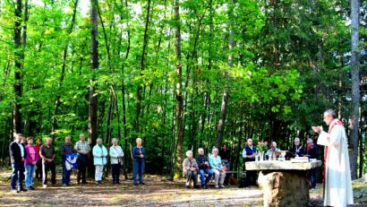 Bild: ads
In der wärmenden Sonne eines Spätsommerabends in der faszinierende idyllischen Natur am Gipfel des Buchbergs feierte Pfarrer Josef Irlbacher eine Messe mit den Schnaittenbacher Trachtlern und einer Schar Gläubigen. Die tiefschürfende Predigt zum Thema Kreuz gab Anlass zum Nachdenken.