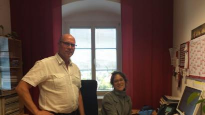 Bild: aks
Mit Vorfreude blicken SMS-Leiter Steffen Weber und die neue Stellvertreterin Lisa Milyukova auf das prall gefüllte Schuljahresprogramm.