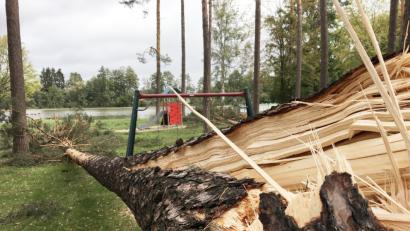 Bild: Gabi Schönberger
Am Tag nach dem Sturm geht es ans Aufräumen. Besonders fleißig müssen die Helfer im Schätzlerbad sein. Der Schaden, der dort entstanden ist, muss erst noch beziffert werden.