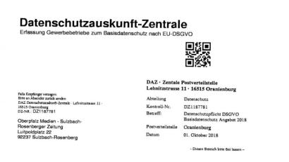 Bild: ge
Das sind die Rundschreiben, die eine Briefkastenfirma verschickt. Sie trudeln derzeit bei vielen Betrieben ein – Vorsicht ist geboten.