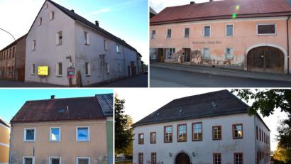 Bild: fla
Vier Häuser - vier Projekte. Die Anwesen Marktplatz 2, 13 und 7 sowie das Lobkowitz-Schloss werden saniert (von oben links nach unten rechts). Beim Schloss muss der Verwendungsnachweis noch Ende 2020 eingereicht werden.