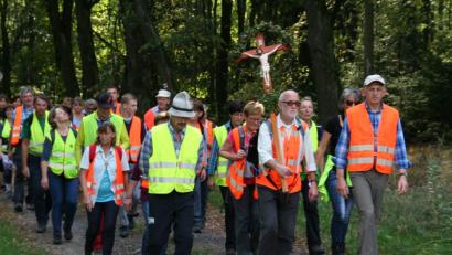 Bild: fpoz
Die Pilger aus Waldershof und Marktredwitz auf dem Weg nach Maria Kulm.