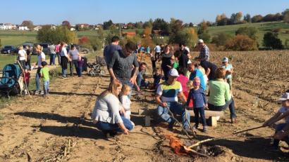 Bild: le
Auf dem Acker bei Kalmreuth geht es beim Herbstfest des Kindergartens "Unterm Regenbogen" bunt zu.