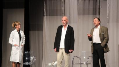 Bild: stg
Mit dem Psychothriller "Die Therapie" nach dem Bestseller von Sebastian Fitzek eröffnete das Berliner Kriminaltheater am Dienstagabend die aktuelle Theatersaison der Kulturbühne Weiden