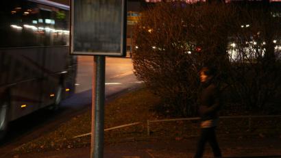 Bild: Wolfgang Steinbacher
Wo ist die Fußgängerin? Mit dunkler Kleidung ist sie hier, kurz vor dem Zebrastreifen, für Autofahrer fast unsichtbar.