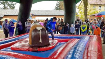 Bild: njn
Bull-Riding ist auf dem Dorfplatz zur Kirchweih in Wildenreuth angesagt.