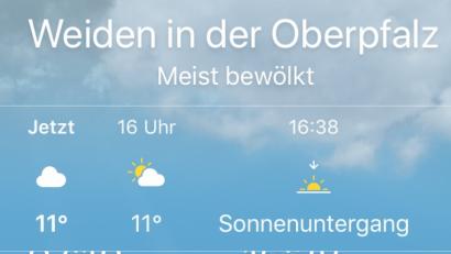 Bild: esa
So ist das Wetter laut Apple-App am Mittwoch, 7. November. Die Luftqualität ist nur "moderat".