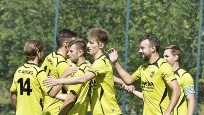 Bild: Hubert Ziegler
Lange Zeit sah es im Hinspiel nach einem Sieg des FC Amberg aus, der hier das 2:0 durch Dennis Kramer (Zweiter von rechts) bejubelt. Doch durch Treffer von Johannes Kölbl in der 65. und Christian Lother in der 86. Minute erkämpfte sich der TuS Kastl noch ein 2:2-Unentschieden.