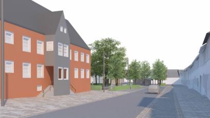 Bild: ow
So könnte der Bereich südlich des Rathauses nach der Sanierung ausschauen. Von einigen Marktplatzanliegern wird Änderung der Straßenführung südlich des Rathauses kritisiert.