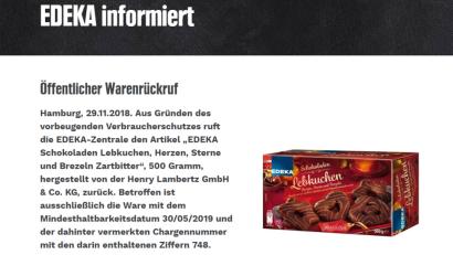 Bild: edeka.de
Edaka ruft Lebkuchen zurück.