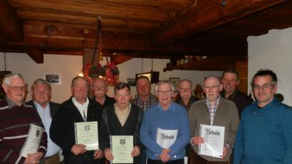 Bild: fsc
Langjährige Sänger und Mitglieder stehen in der letzten Singstunde des Jahres beim MGV Neualbenreuth im Mittelpunkt. Im Bild (von links) Arnold Scharnagl, Chorleiter Franz Danhauser, Ferdinand Scharnagl, Prof. Wolfgang Grunewald, Siegfried Stähli, Rudolf Sporrer, Franz Becker, Hannes Thümmel, Friedrich Scharnagl, MGV-Vorsitzender Ferdinand Köstler und Sängergruppen-Vorsitzender Stefan Werner.
