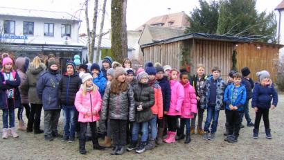 Bild: exb
Die Grundschüler aus Tachau und Plößberg gingen gemeinsam den Plößberger Krippenweg.